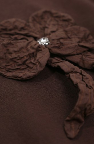 Tunic And Skirt Two-Piece Set With Bow Detail 0237-02 Brown 0237-02