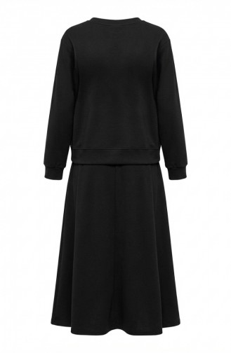 Zweiteiliges Tunika- Und Rock-Set Mit Schleifendetail 0237-04 Schwarz 0237-04