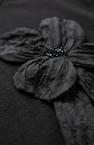 Zweiteiliges Tunika- Und Rock-Set Mit Schleifendetail 0237-04 Schwarz 0237-04