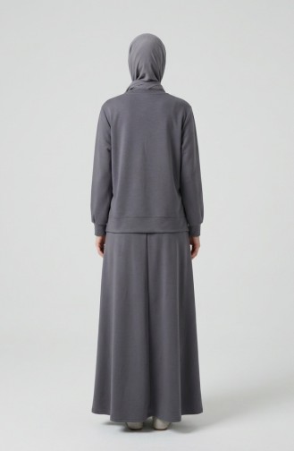 Tunic And Skirt Two-Piece Set With Bow Detail 0237-05 Grey 0237-05