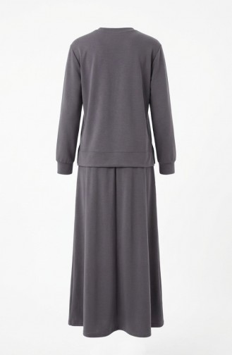 Tunic And Skirt Two-Piece Set With Bow Detail 0237-05 Grey 0237-05