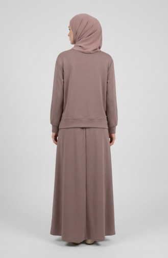 Tunic And Skirt Two-Piece Set With Bow Detail 0237-06 Mink 0237-06