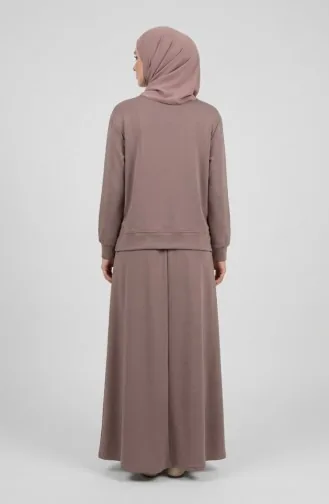 طقم مكون من قطعتين: تونيك وتنورة، مزين بفيونكة، رقم الموديل 0237-06، لون المنك 0237-06