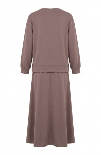 Tunic And Skirt Two-Piece Set With Bow Detail 0237-06 Mink 0237-06