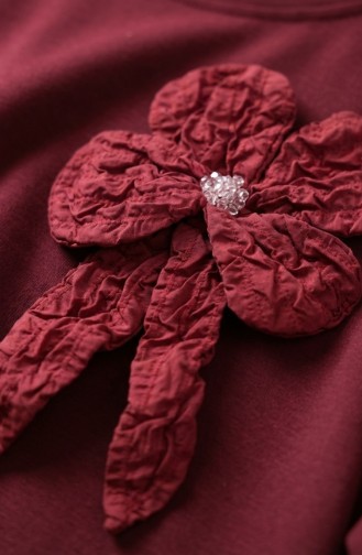 Tuniek En Rok Tweedelige Set Met Strikdetail 0237-07 Bordeauxrood 0237-07