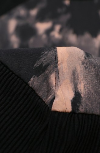 Ensemble Deux Pièces Tunique Plissée Imprimée Et Pantalon 2215-03 Saumon Noir 2215-03