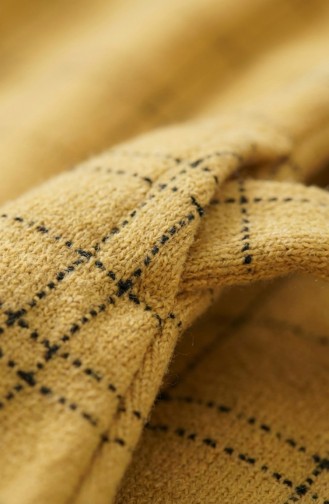 Striped Belted Winter Dress With Elasticated Cuffs 2505-02 Mustard 2505-02