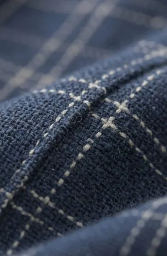 Robe D`hiver Rayée Avec Ceinture Et Poignets élastiqués 2505-05 Bleu Marine 2505-05