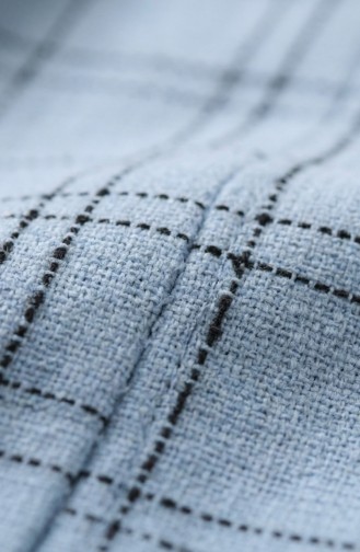 Striped Belted Winter Dress With Elasticated Cuffs 2505-06 Blue 2505-06