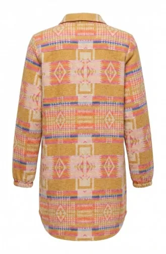 سترة شتوية منقوشة بنقوش عرقية وأزرار، مستوحاة من زي الحطابين، رقم الموديل 2504-01، لونها خردلي تراكوتا 2504-01