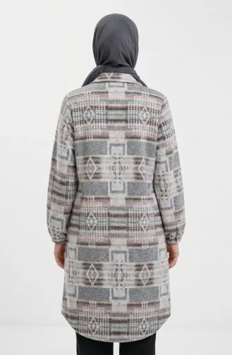 Wintertunika Im Holzfällerstil Mit Ethnischem Muster Und Knöpfen Modell 2504-02 Grau/Braun 2504-02