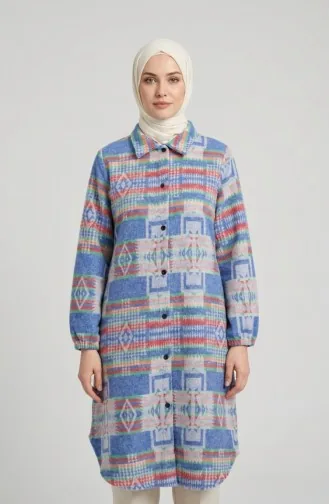 Wintertunika Im Holzfällerstil Mit Ethnischem Muster Und Knöpfen Modell 2504-03 Indigorot 2504-03
