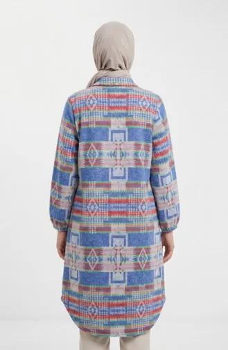 Wintertunika Im Holzfällerstil Mit Ethnischem Muster Und Knöpfen Modell 2504-03 Indigorot 2504-03