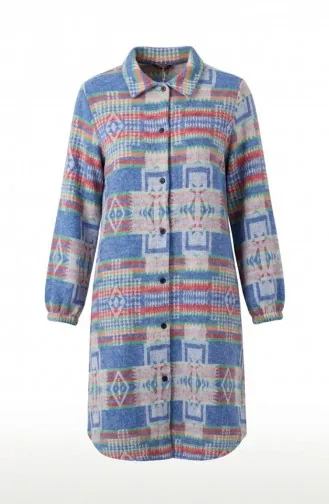 Wintertunika Im Holzfällerstil Mit Ethnischem Muster Und Knöpfen Modell 2504-03 Indigorot 2504-03