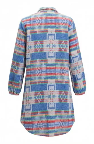 Wintertunika Im Holzfällerstil Mit Ethnischem Muster Und Knöpfen Modell 2504-03 Indigorot 2504-03