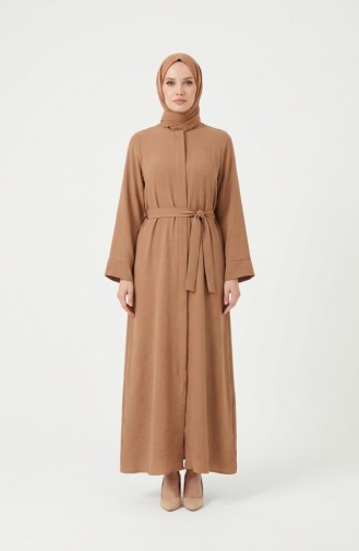 Aerobin Fabric Belted Abaya 4043-02 Camel 4043-02