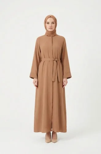 عباية بحزام من قماش أيروبين 4043-02 لون جملي 4043-02