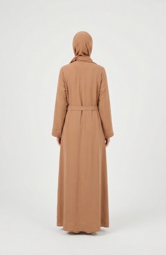 Aerobin Fabric Belted Abaya 4043-02 Camel 4043-02