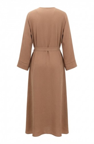 Aerobin Fabric Belted Abaya 4043-02 Camel 4043-02