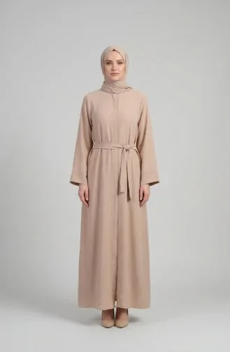 Aerobin Stoff Abaya Mit Gürtel 4043-03 Beige 4043-03