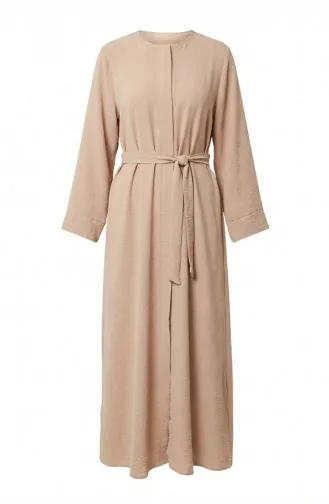 Aerobin Stoff Abaya Mit Gürtel 4043-03 Beige 4043-03