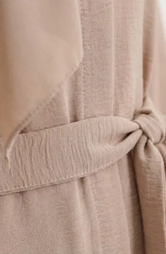 Aerobin Stoff Abaya Mit Gürtel 4043-03 Beige 4043-03