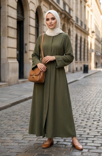 عباية بحزام من قماش أيروبين 4043-04 أخضر فاتح 4043-04