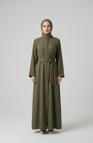 عباية بحزام من قماش أيروبين 4043-04 أخضر فاتح 4043-04