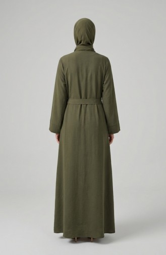 عباية بحزام من قماش أيروبين 4043-04 أخضر فاتح 4043-04
