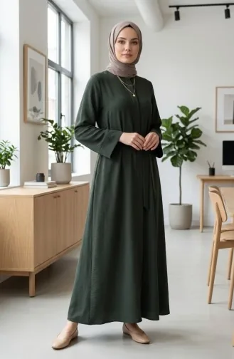 عباية بحزام من قماش أيروبين 4043-05 كاكي 4043-05