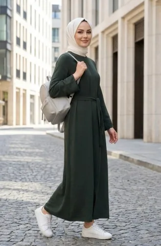 عباية بحزام من قماش أيروبين 4043-05 كاكي 4043-05