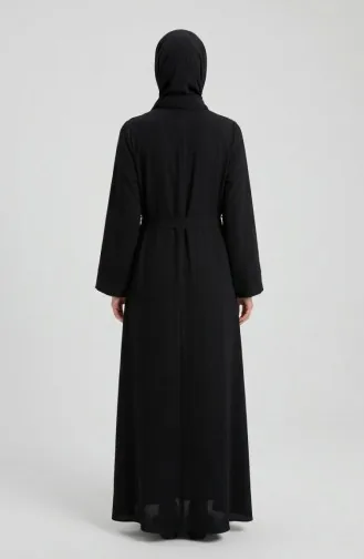عباية بحزام من قماش أيروبين 4043-06 أسود 4043-06