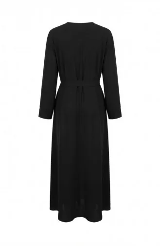 عباية بحزام من قماش أيروبين 4043-06 أسود 4043-06