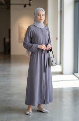 عباية بحزام من قماش أيروبين 4043-07 رمادي 4043-07