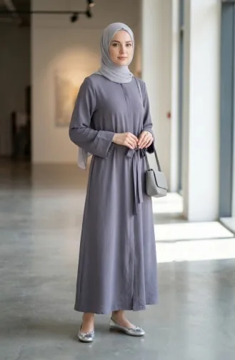 عباية بحزام من قماش أيروبين 4043-07 رمادي 4043-07