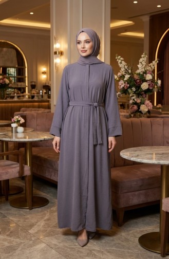 عباية بحزام من قماش أيروبين 4043-07 رمادي 4043-07