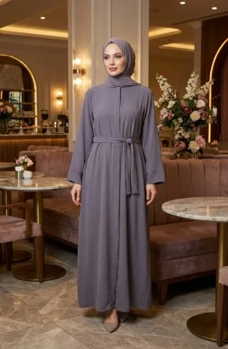 عباية بحزام من قماش أيروبين 4043-07 رمادي 4043-07