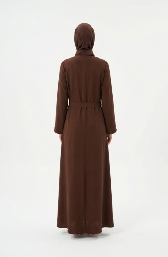 Aerobin Kumaş Kuşaklı Ferace 4043-08 Kahverengi