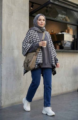 Shoulder Shawl 1121-01 Black Beige 1121-01