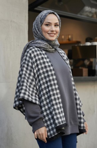 Shoulder Shawl 1121-01 Black Beige 1121-01