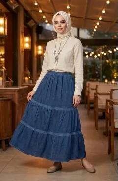 Jupe Femme Indigo - Verte - Taille 10 - Coton Velours Côtelé - Ligne A