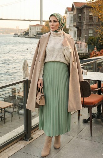 Piliseli Etek 0027-04 Çağla Yeşili