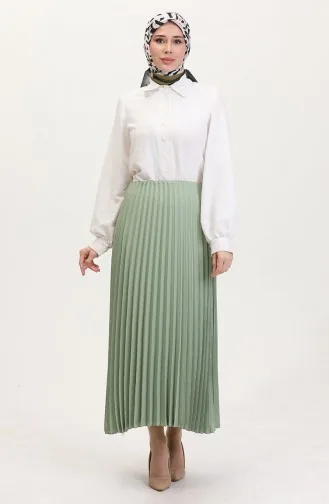Pleated Skirt 0027-04 Almond Green 0027-04