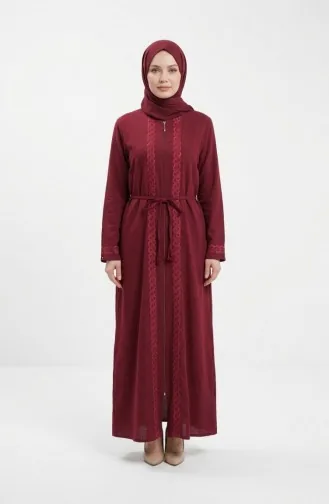 Şile Bezi Fermuarlı Ferace 9696-04 Bordo