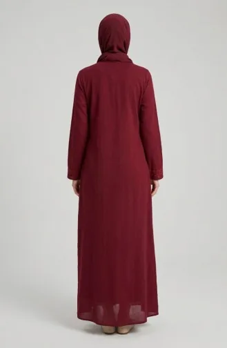 Şile Bezi Fermuarlı Ferace 9696-04 Bordo