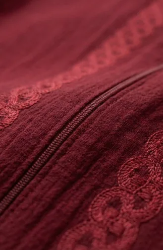 Şile Bezi Fermuarlı Ferace 9696-04 Bordo