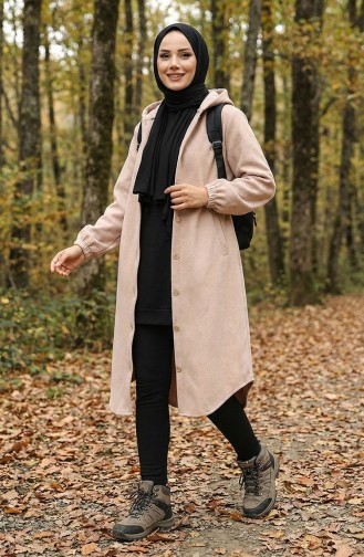 Kasjmier Jas Met Capuchon En Knopen Aan De Voorkant 0188-05 Beige 0188-05