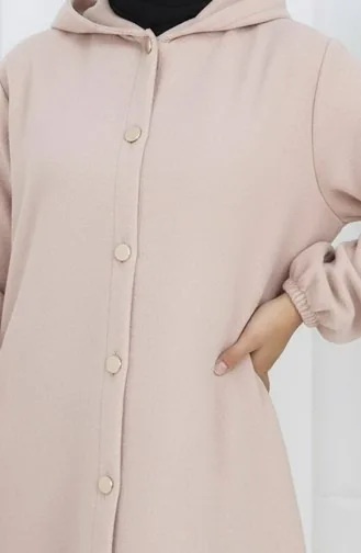 Manteau En Cachemire à Capuche Boutonnée Sur Le Devant 0188-05 Beige 0188-05