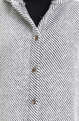 Manteau En Cachemire à Capuche Et Boutons 0201-04 Blanc 0201-04