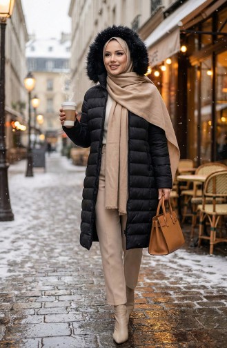 Gewatteerd Jack Met Capuchon En Rits 0168-02 Zwart 0168-02